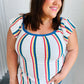 Multicolor Striped Raglan Flutter Sleeve Top