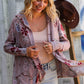 Find Love Bronze Long Sleeve Floral Print Open Cardigan Hoodie