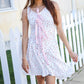 Beautiful You Ivory Checker & Floral Print Ribbon Tie Sleeveless Dress