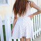 Beautiful You Ivory Checker & Floral Print Ribbon Tie Sleeveless Dress