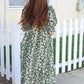 Hello Beautiful Black & Green Ruffled Notch Neck Babydoll Smocked Midi Dress