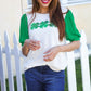 Lucky Sequin Clover Oatmeal Cable Knit Puff Sleeve Top