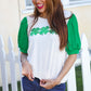 Lucky Sequin Clover Oatmeal Cable Knit Puff Sleeve Top