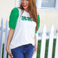 Lucky Sequin Clover Oatmeal Cable Knit Puff Sleeve Top