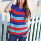 Forget Me Not Royal Blue Stripe Short Sleeve Dolman Sweater