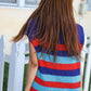 Forget Me Not Royal Blue Stripe Short Sleeve Dolman Sweater