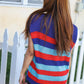 Forget Me Not Royal Blue Stripe Short Sleeve Dolman Sweater
