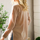 Casual Living Brown Henley Cuff Sleeve Side Slit Pullover