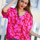 Tropical Trance Magenta Floral V Neck Woven Top