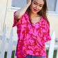 Tropical Trance Magenta Floral V Neck Woven Top