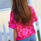 Tropical Trance Magenta Floral V Neck Woven Top