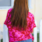 Tropical Trance Magenta Floral V Neck Woven Top