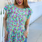 All For You Mint Floral Yoke Flutter Sleeve Keyhole Back Top