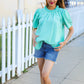 Follow Me Mint Frill Mock Neck Woven Top