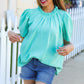Follow Me Mint Frill Mock Neck Woven Top