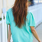 Follow Me Mint Frill Mock Neck Woven Top