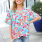 Under Your Spell Mint Flat Floral V Neck Dolman Top
