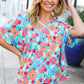 Under Your Spell Mint Flat Floral V Neck Dolman Top