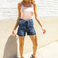 Judy Blue Dark Wash Released Hem Tummy Control Shorts