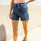 Judy Blue Dark Wash Released Hem Tummy Control Shorts