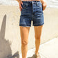 Judy Blue Dark Wash Released Hem Tummy Control Shorts