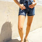 Judy Blue Dark Wash Released Hem Tummy Control Shorts