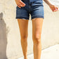 Judy Blue Dark Wash Released Hem Tummy Control Shorts