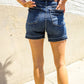 Judy Blue Dark Wash Released Hem Tummy Control Shorts