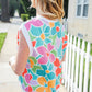 Beautiful You Teal Multicolor Floral Rib Dolman Sleeve Top