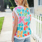 Beautiful You Teal Multicolor Floral Rib Dolman Sleeve Top