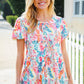 Perfect Find Ivory Floral Leaf Print Short Sleeve Babydoll Top