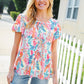 Perfect Find Ivory Floral Leaf Print Short Sleeve Babydoll Top