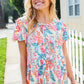 Perfect Find Ivory Floral Leaf Print Short Sleeve Babydoll Top