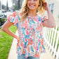 Perfect Find Ivory Floral Leaf Print Short Sleeve Babydoll Top
