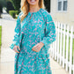 Boho Romance Mint Floral Print Front Ribbon Bow Tiered Dress