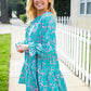Boho Romance Mint Floral Print Front Ribbon Bow Tiered Dress