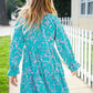 Boho Romance Mint Floral Print Front Ribbon Bow Tiered Dress