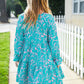 Boho Romance Mint Floral Print Front Ribbon Bow Tiered Dress