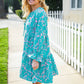 Boho Romance Mint Floral Print Front Ribbon Bow Tiered Dress