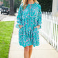 Boho Romance Mint Floral Print Front Ribbon Bow Tiered Dress