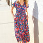 Find Love Blue Floral Raglan Puff Sleeves V Neck Smocked Waist Maxi