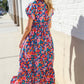 Find Love Blue Floral Raglan Puff Sleeves V Neck Smocked Waist Maxi