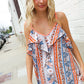 Sunny Days Coral Ruffle V Neck Floral Print Sleeveless Top