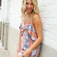 Sunny Days Coral Ruffle V Neck Floral Print Sleeveless Top