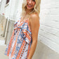 Sunny Days Coral Ruffle V Neck Floral Print Sleeveless Top