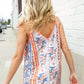 Sunny Days Coral Ruffle V Neck Floral Print Sleeveless Top