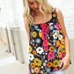 Flower Power Black Sleeveless Babydoll Bow Tie Top