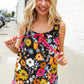 Flower Power Black Sleeveless Babydoll Bow Tie Top