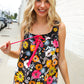 Flower Power Black Sleeveless Babydoll Bow Tie Top