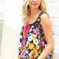 Flower Power Black Sleeveless Babydoll Bow Tie Top